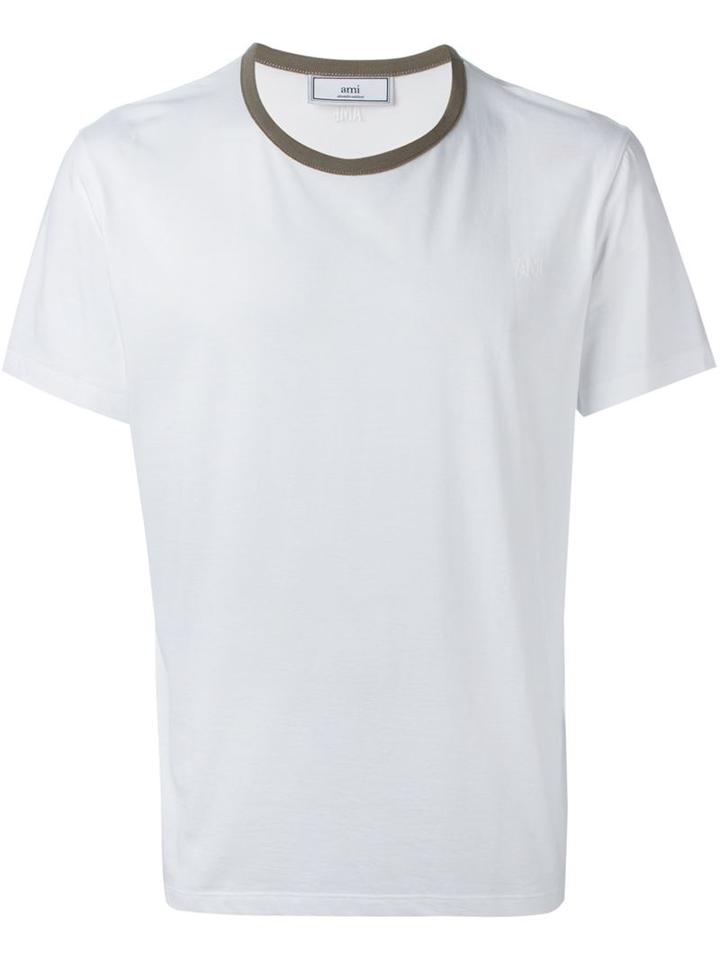 Ami Alexandre Mattiussi Round Neck T-shirt, Men's, Size: M, White, Cotton
