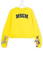 Msgm Kids Teen Tie-cuffs Logo Print Sweatshirt - Yellow & Orange