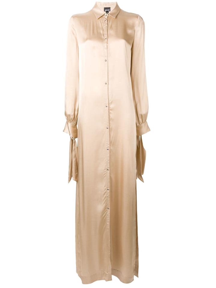 Just Cavalli Long-sleeve Flared Maxi Dress - Neutrals
