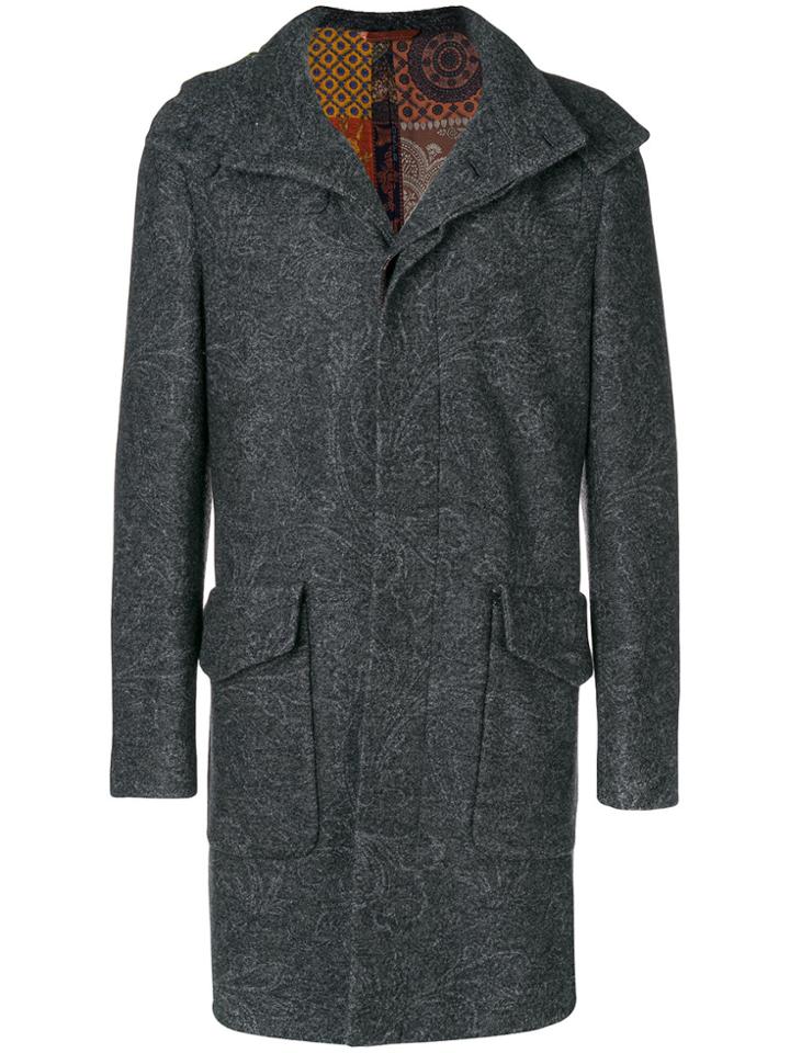 Etro Paisley Hooded Coat - Grey