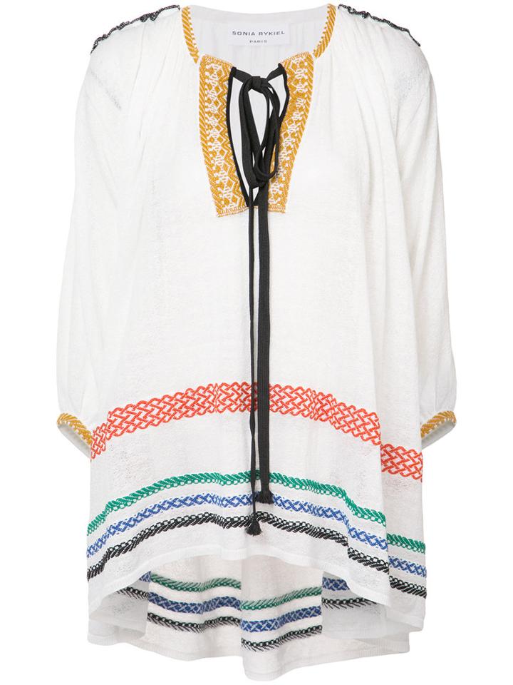 Sonia Rykiel - Embroidered Tunic Top - Women - Cotton/linen/flax/nylon - S, White, Cotton/linen/flax/nylon