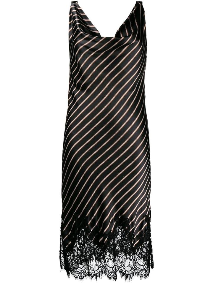 Gold Hawk Stripe Slip Dress - Black