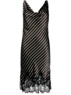 Gold Hawk Stripe Slip Dress - Black
