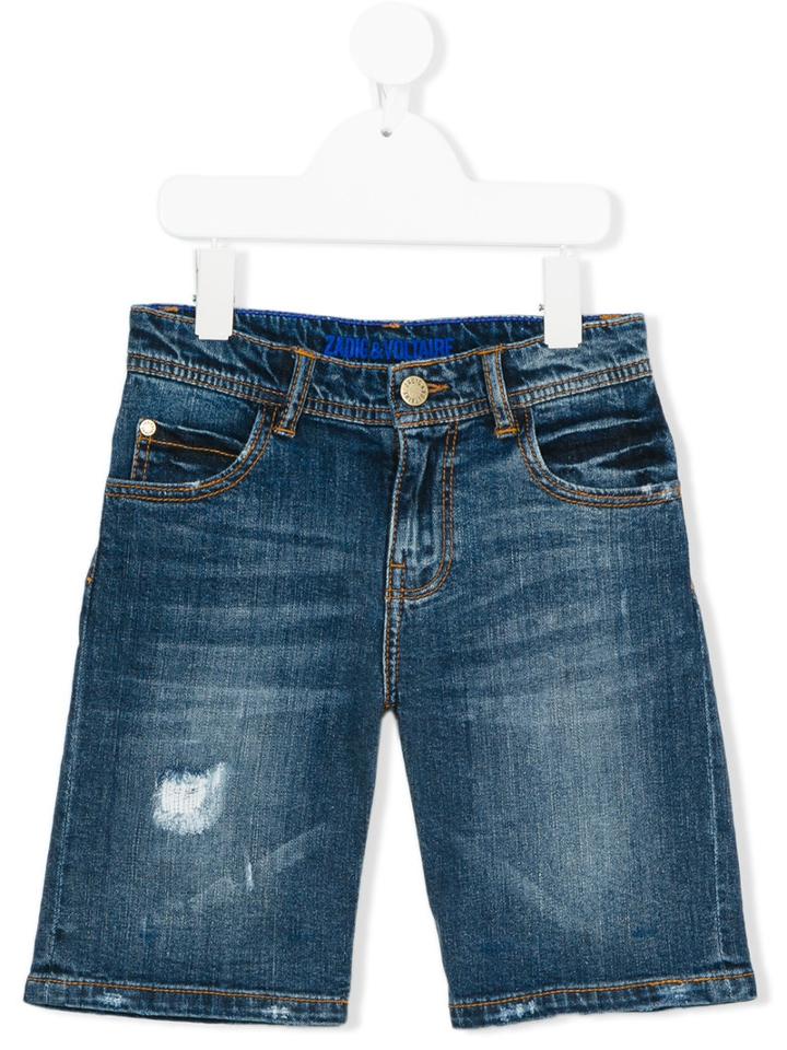 Zadig & Voltaire Kids - Distressed Denim Shorts - Kids - Cotton/spandex/elastane - 12 Yrs, Boy's, Blue