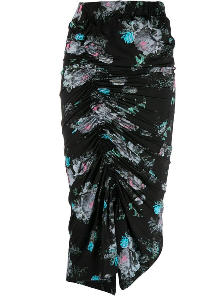 Preen By Thornton Bregazzi Becka Floral Draped Skirt - Black