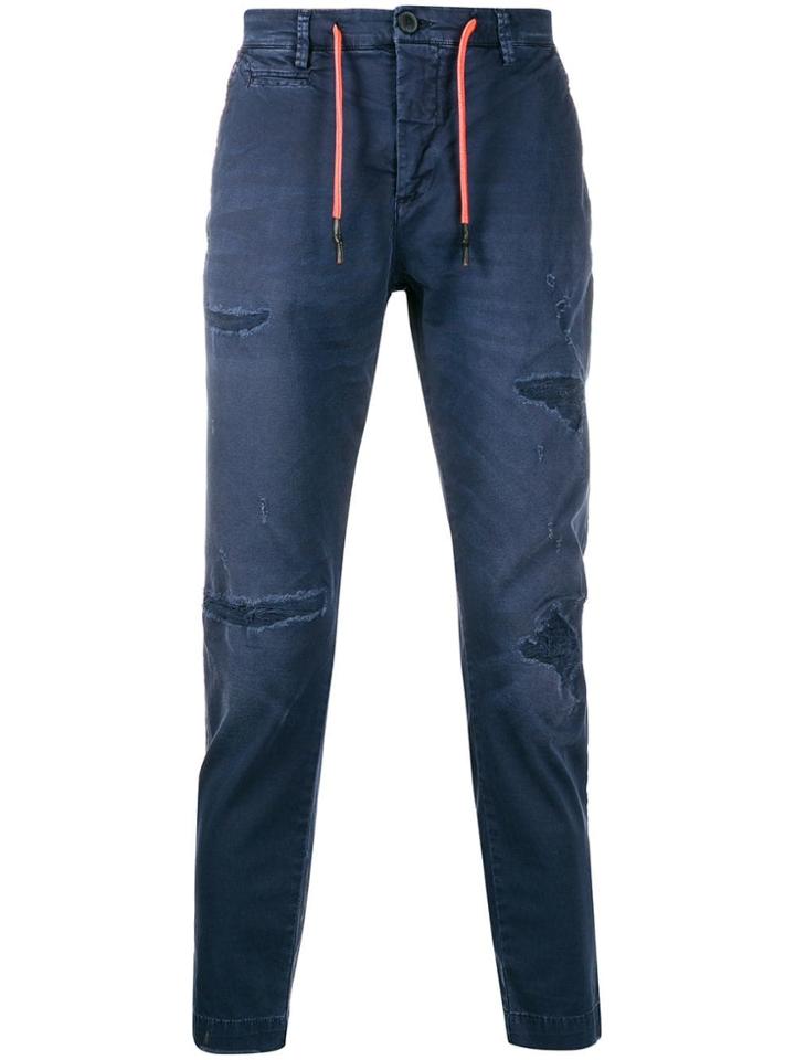 Frankie Morello Drawstring Denim Jeans - Blue