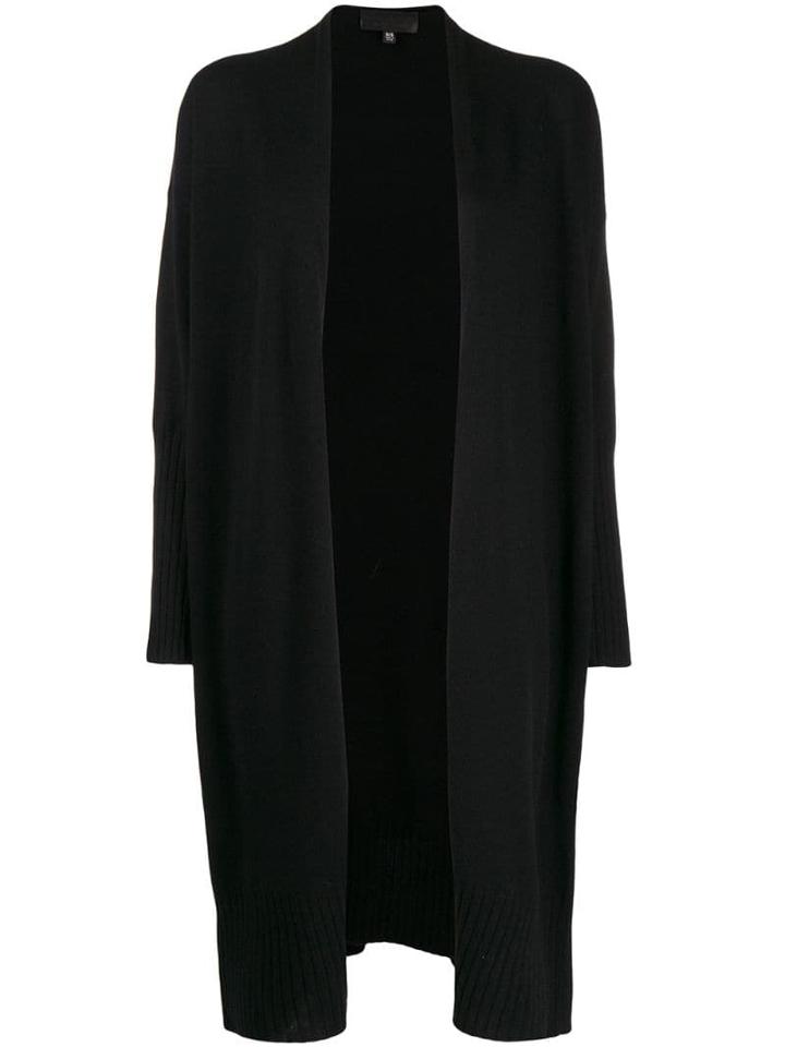 Nili Lotan Knit Open Front Longline Cardigan - Black