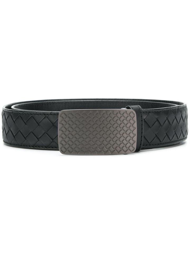 Bottega Veneta Nero Intrecciato Calf Belt - Black