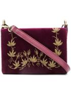 Zeus+dione Floral Embroidery Crossbody Bag - Purple