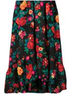Msgm Asymmetric Floral Print Skirt - Black