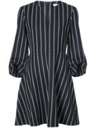 Tibi Felix Stripe Split Neck Dress - Blue
