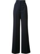 Gabriela Hearst High-rise Flared Trousers, Women's, Size: 40, Blue, Virgin Wool/spandex/elastane