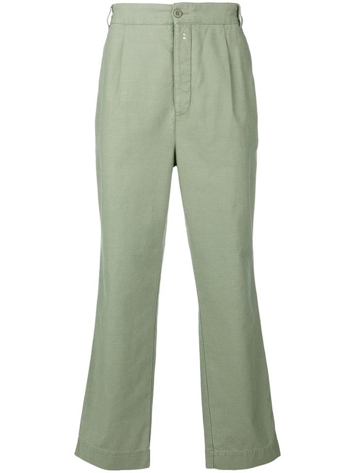 Officine Generale Wide Leg Straight Trousers - Green