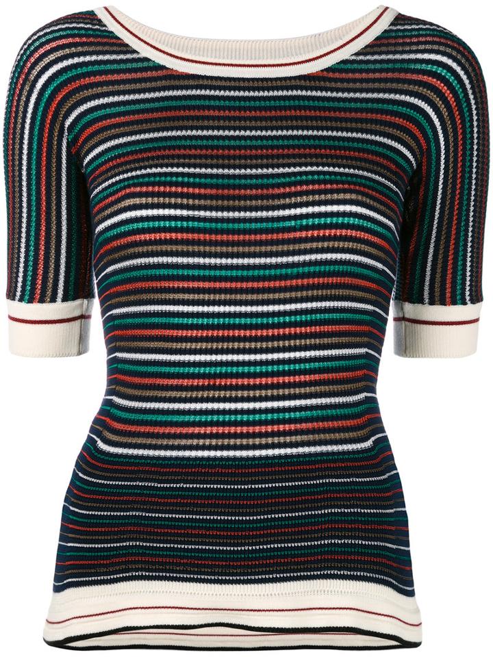 Sonia Rykiel - Striped Knitted T-shirt - Women - Cotton/viscose - Xs, Cotton/viscose
