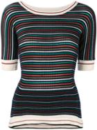 Sonia Rykiel - Striped Knitted T-shirt - Women - Cotton/viscose - Xs, Cotton/viscose