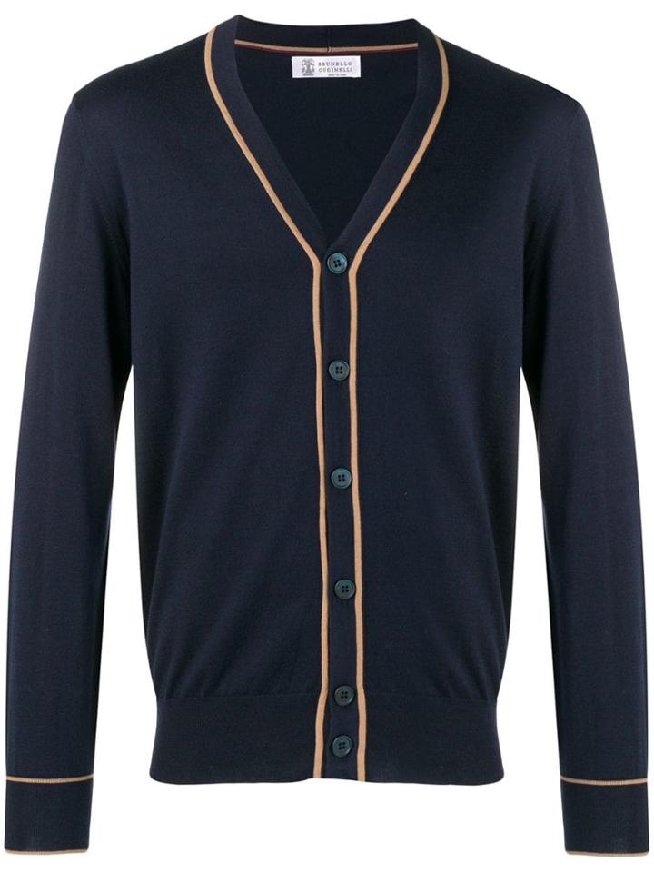 Brunello Cucinelli Button V-neck Cardigan - Blue