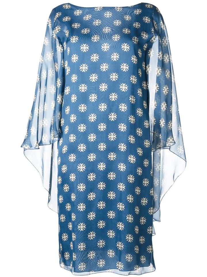 Alberta Ferretti - Sheer Shift Dress - Women - Silk/rayon - 40, Blue, Silk/rayon