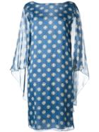 Alberta Ferretti - Sheer Shift Dress - Women - Silk/rayon - 40, Blue, Silk/rayon