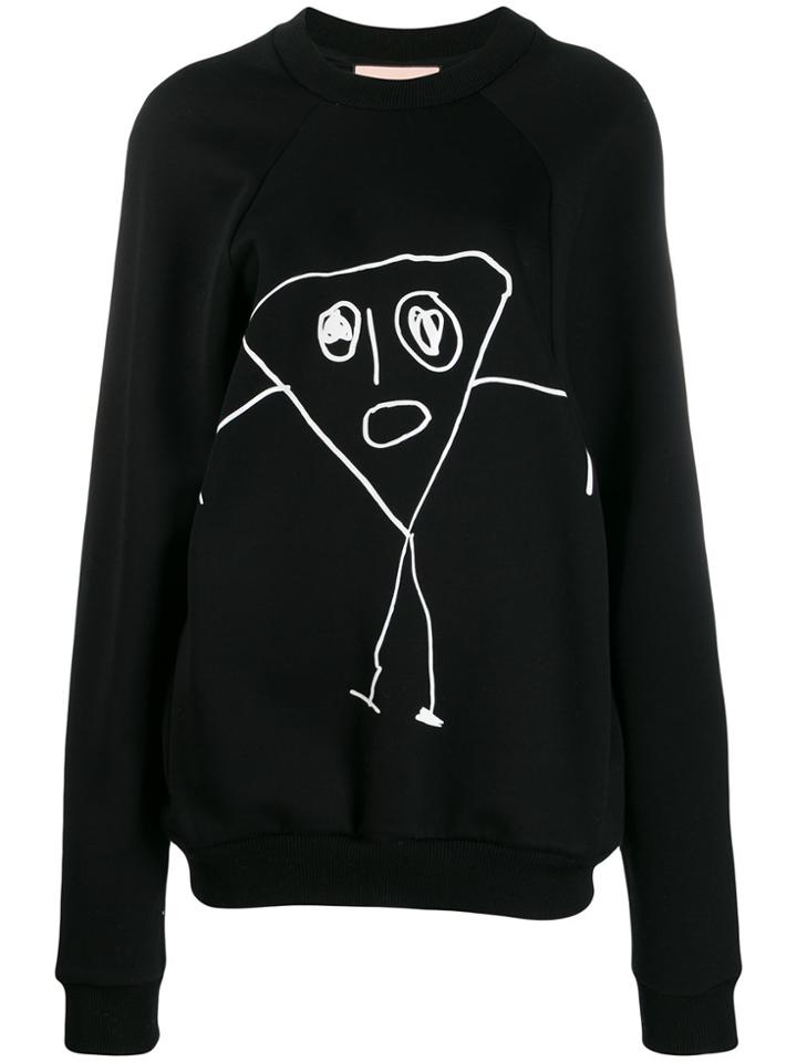 Plan C Scribble Print Sweatshirt - Black
