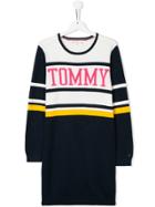 Tommy Hilfiger Junior Intarsia Logo Knit Dress - Blue