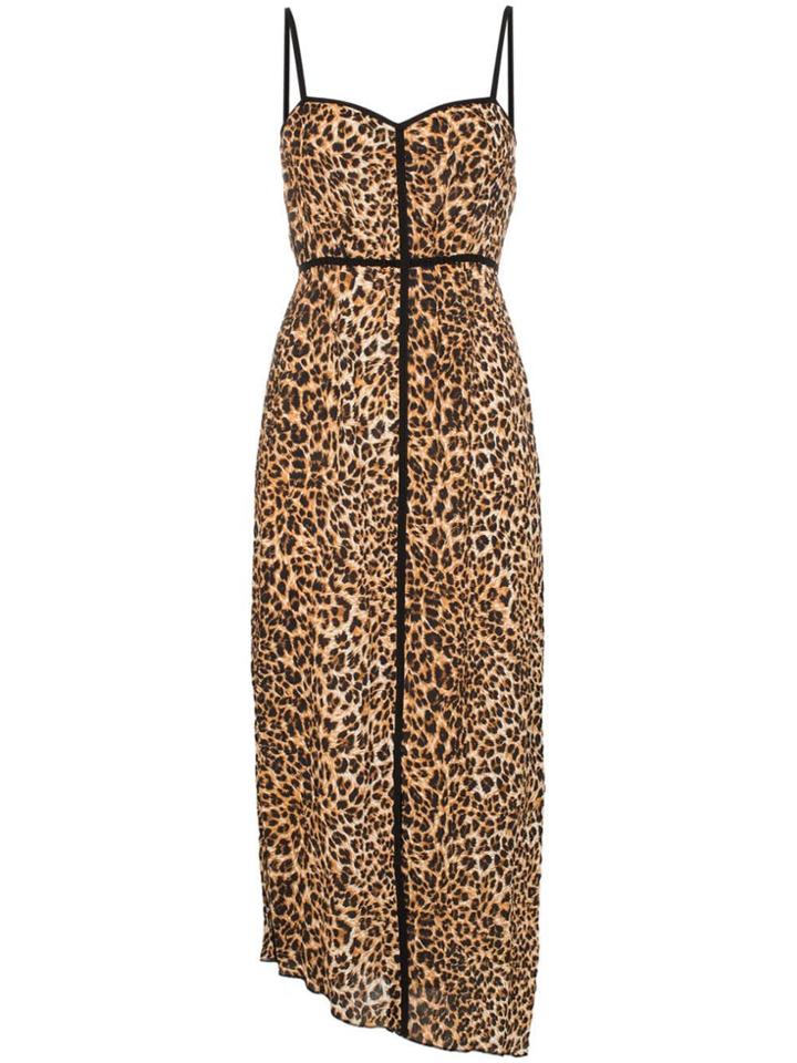 Nanushka Leopard Print Spaghetti Strap Midi Dress - Brown