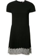 Red Valentino Lace Hem Pleated Dress - Black