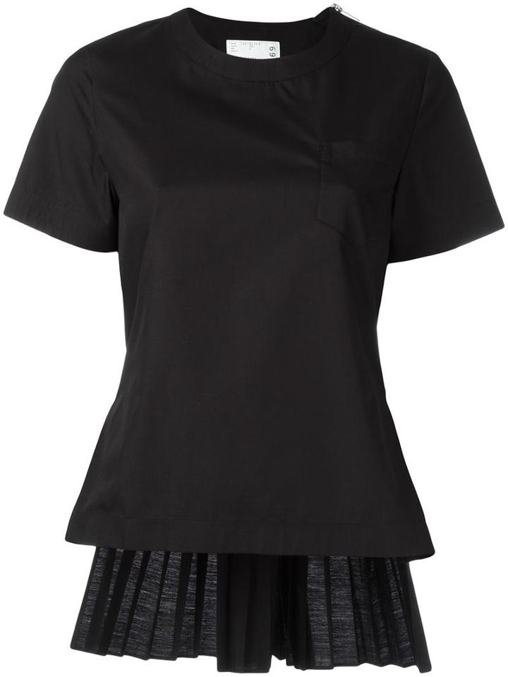 Sacai Accordion Pleat Top, Women's, Size: 2, Black, Cotton/polyester