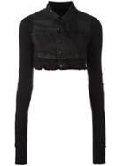 Rick Owens Drkshdw Cropped Denim Jacket, Women's, Size: Small, Black, Cotton/polyester/spandex/elastane