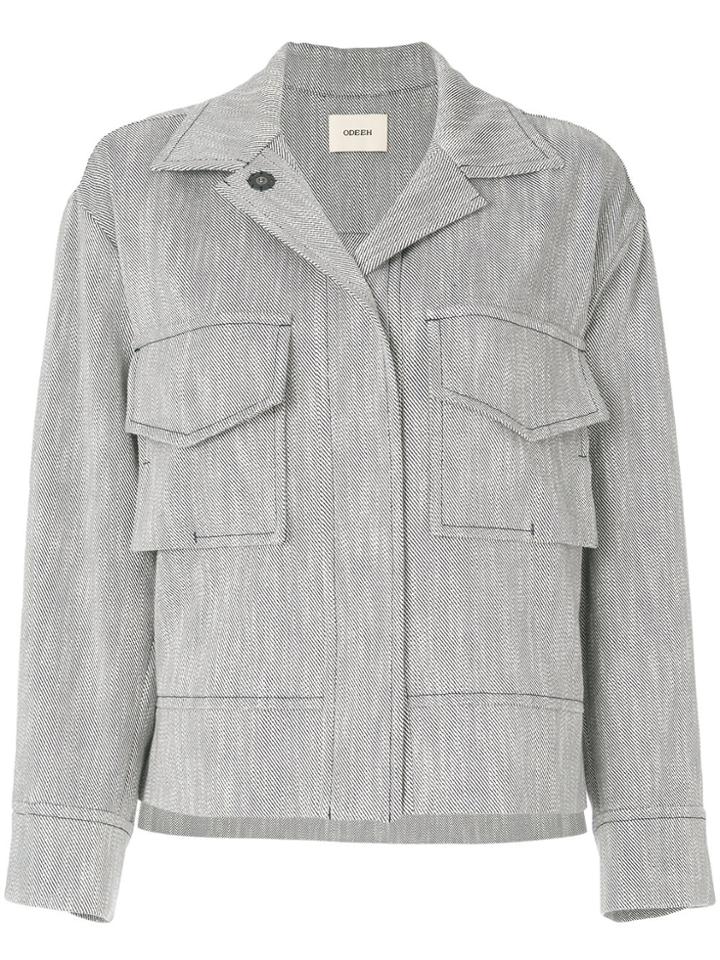 Odeeh Boxy Cropped Jacket - Blue