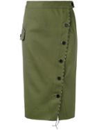 Buttoned Straight Skirt - Women - Cotton/polyester/spandex/elastane/viscose - 38, Green, Cotton/polyester/spandex/elastane/viscose, Altuzarra