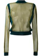 Maison Margiela Metallic Ribbed Sheer Top, Women's, Size: Medium, Green, Polyester/wool