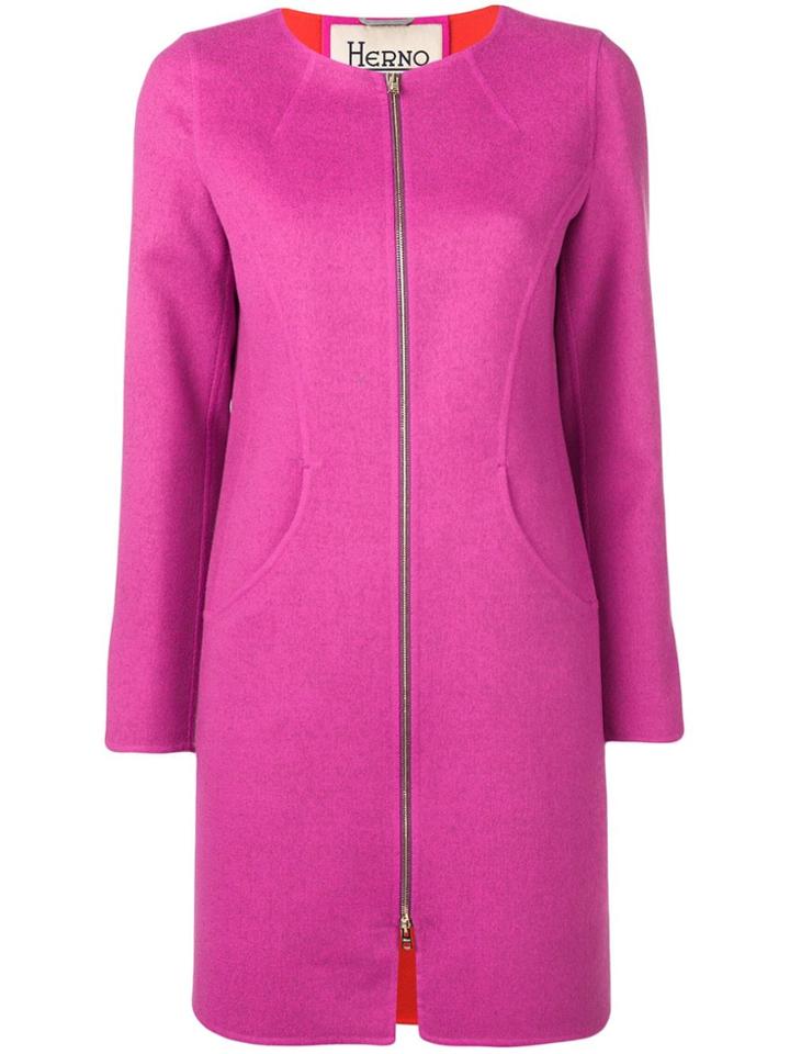 Herno Straight Fit Coat - Pink
