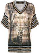 Alberta Ferretti Deer Print Short-sleeve Sweater - Grey