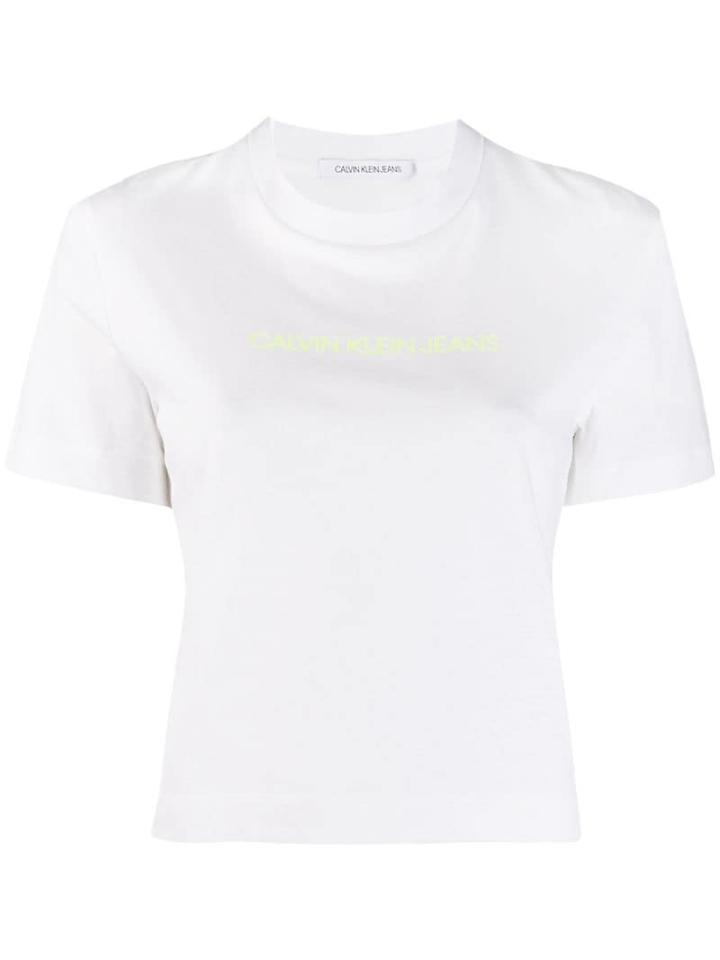 Calvin Klein Jeans Short Sleeve Cropped T-shirt - White