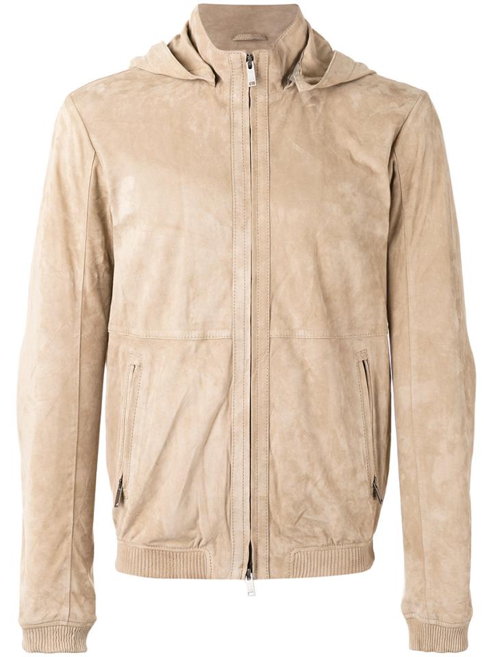 Desa Collection Leather Bomber Jacket - Nude & Neutrals
