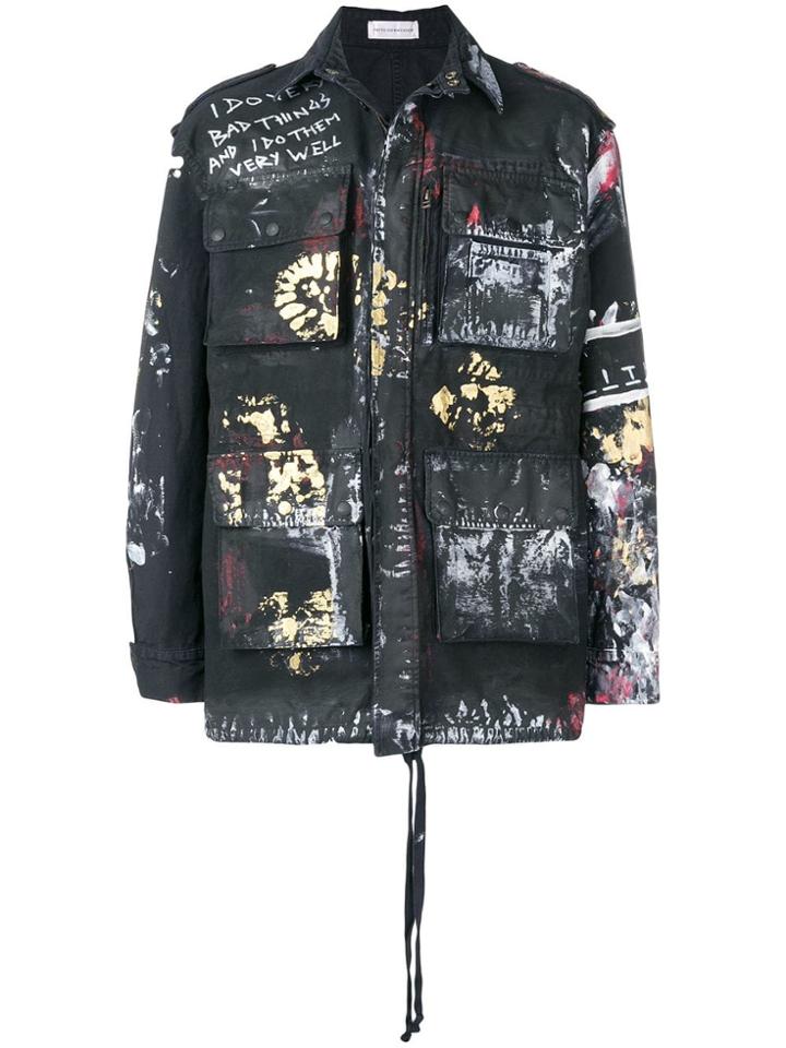 Faith Connexion Paint Splash Military Jacket - Black