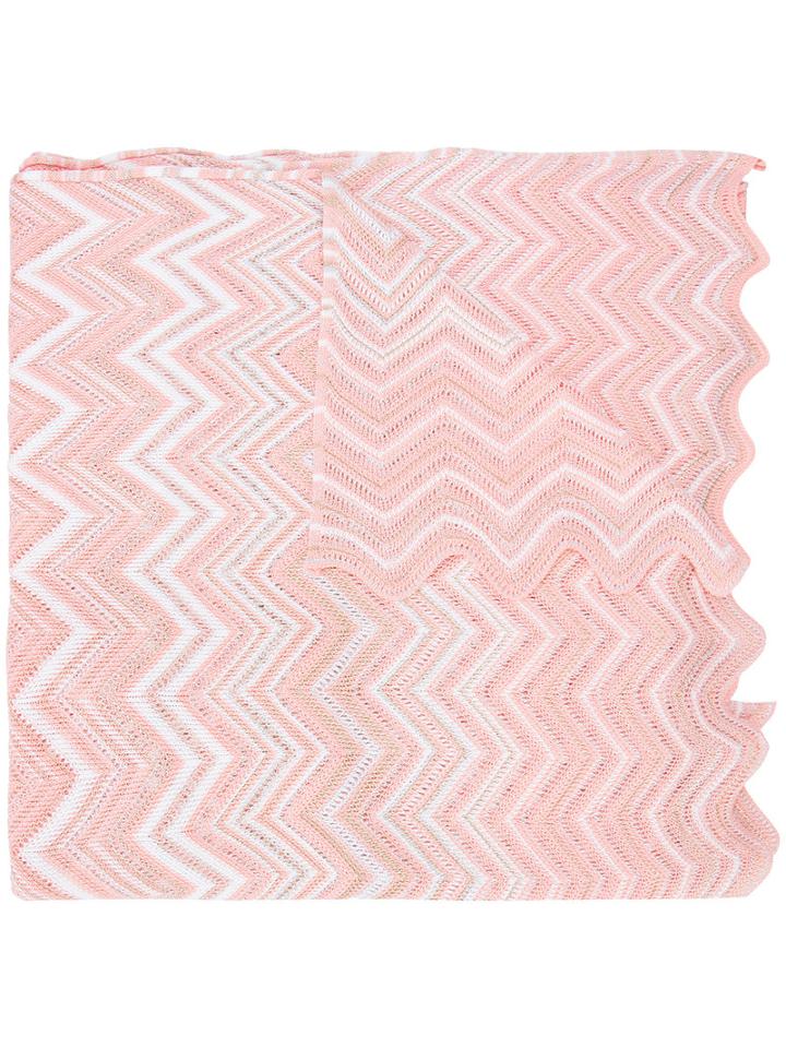 Missoni Zig Zag Pattern Scarf, Women's, Pink/purple, Viscose/polyester