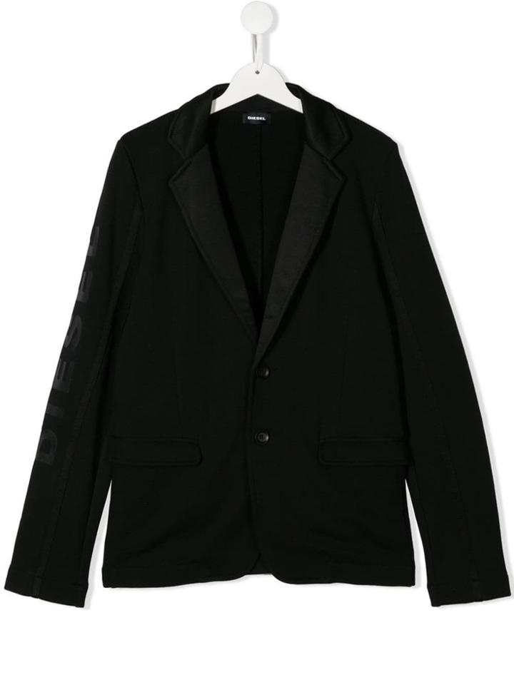 Diesel Kids Teen Sylky Fleece Blazer - Black