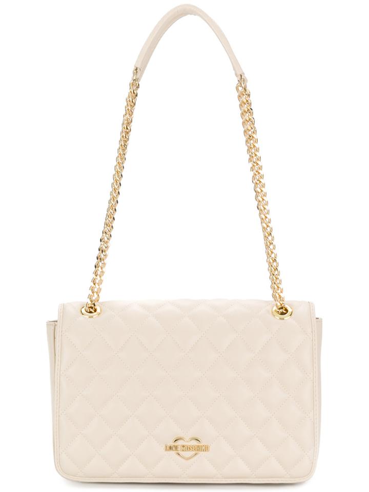 Love Moschino Quilted Logo Shoulder Bag - Nude & Neutrals