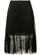 Mcq Alexander Mcqueen Pleated Lace Midi Skirt - Black