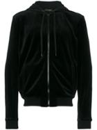 Versace Medusa Embroidered Velvet Cotton Blend Hoodie - Black