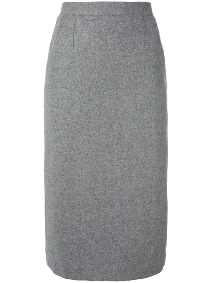 Olympia Le-tan Embroidered Flannel Constance Skirt - Grey