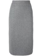 Olympia Le-tan Embroidered Flannel Constance Skirt - Grey