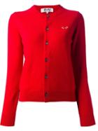 Comme Des Garçons Play - Embroidered Heart Cardigan - Women - Wool - Xs, Red, Wool