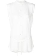 Helmut Lang - Mandarin Neck Belted Shirt - Women - Viscose - L, White, Viscose