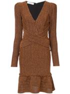 Patbo Long Sleeve Lurex Dress - Brown