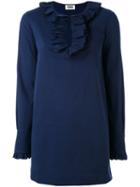 Sonia By Sonia Rykiel - Frill Trim Blouse - Women - Cotton/spandex/elastane/rayon - 36, Blue, Cotton/spandex/elastane/rayon