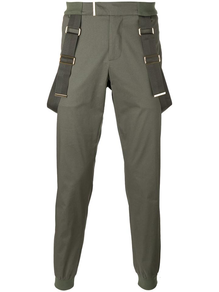 Les Hommes Strap Detail Trousers, Men's, Size: 48, Green, Cotton/spandex/elastane/nylon