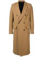Ami Paris Patched Pockets Double-breasted Long Lined Coat - Neutrals