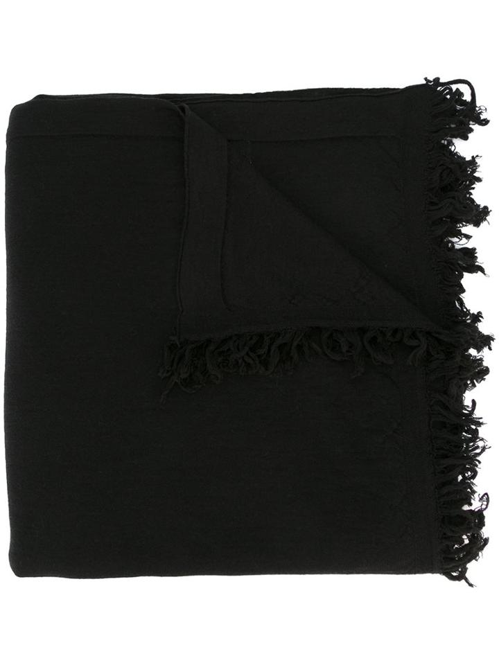 Rick Owens Fringed Scarf, Women's, Black, Virgin Wool